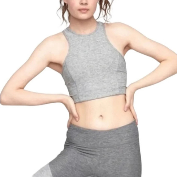 Outdoor Voices Athena Crop High Neck Tank Sports Bra in Heathered Gray Small - Picture 1 of 15